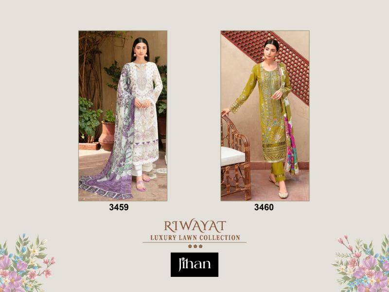 Jihan 3459 And 3460 Cotton Dupatta Pakistani Suits Wholesale Catalog