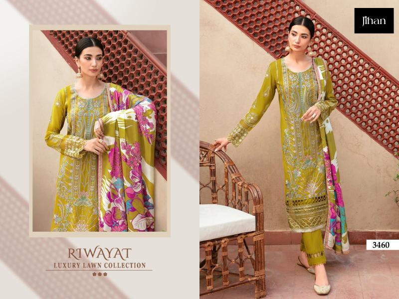 Jihan 3459 And 3460 Cotton Dupatta Pakistani Suits Wholesale Catalog