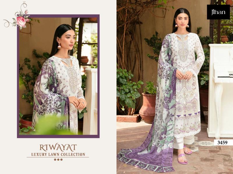 Jihan 3459 And 3460 Cotton Dupatta Pakistani Suits Wholesale Catalog