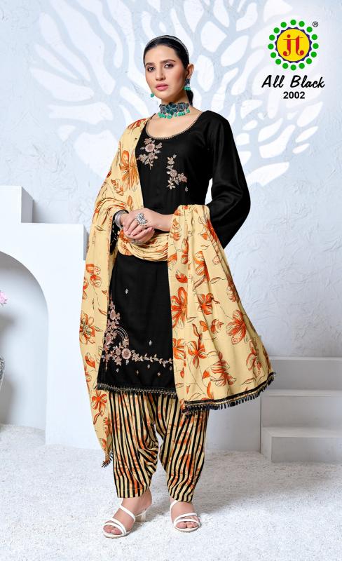 Jt All Black Vol 2 Rayon Dress Material Wholesale Catalog