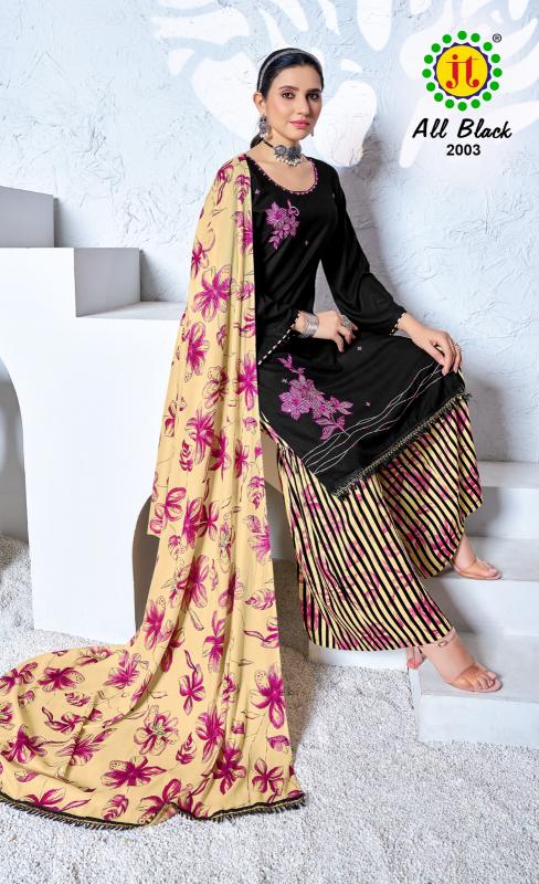 Jt All Black Vol 2 Rayon Dress Material Wholesale Catalog