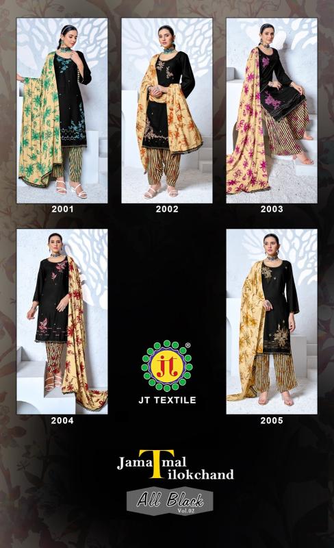 Jt All Black Vol 2 Rayon Dress Material Wholesale Catalog