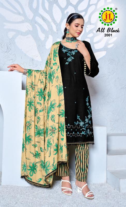 Jt All Black Vol 2 Rayon Dress Material Wholesale Catalog