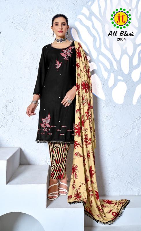 Jt All Black Vol 2 Rayon Dress Material Wholesale Catalog