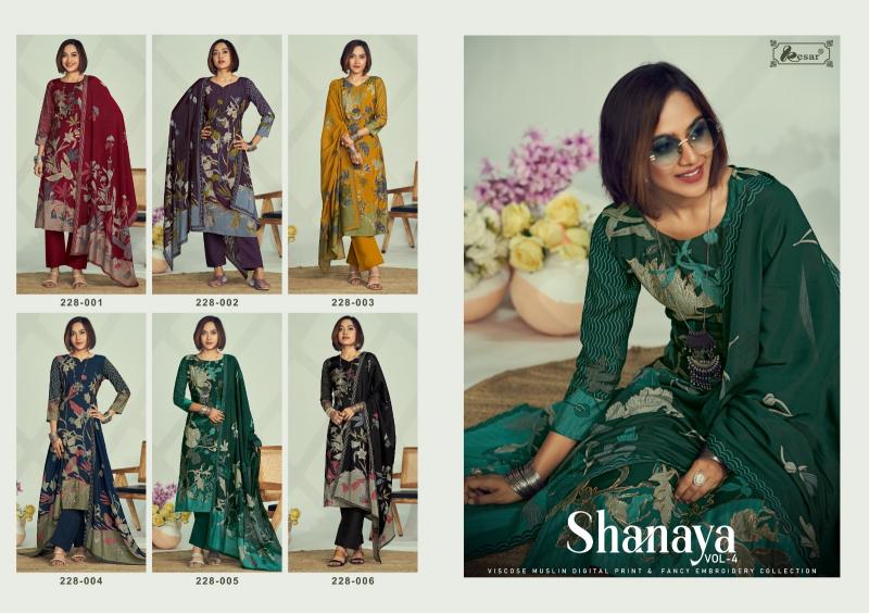 Kesar Shanaya Vol 4 Muslin Viscose Dress Material Wholesale catalog