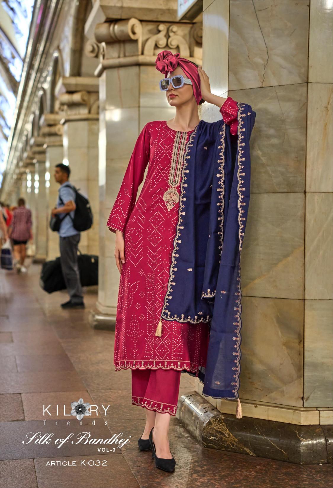 KILORY Silk Of Bandhej VOL 3 Salwar Kameez Wholesale Catalog