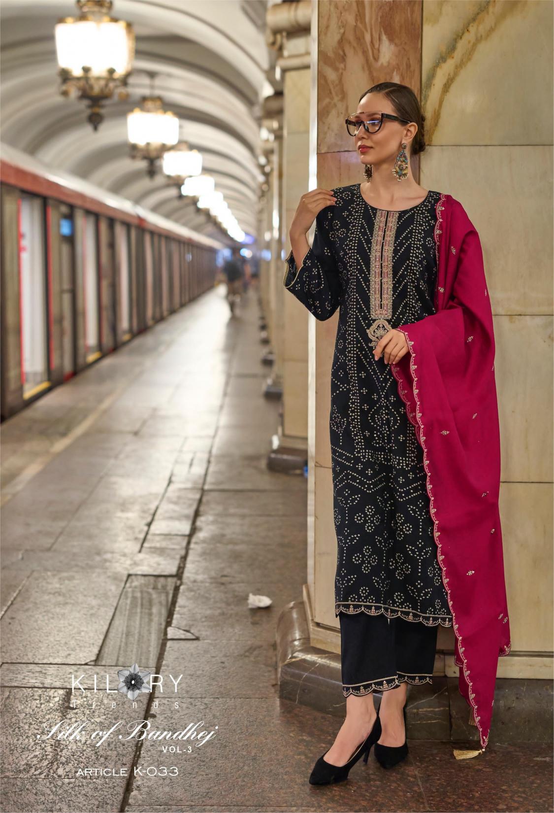 KILORY Silk Of Bandhej VOL 3 Salwar Kameez Wholesale Catalog