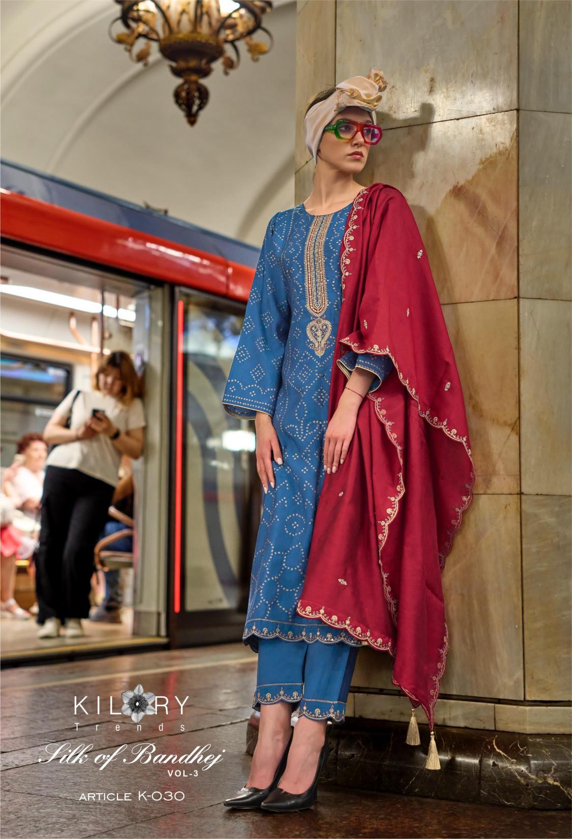 KILORY Silk Of Bandhej VOL 3 Salwar Kameez Wholesale Catalog