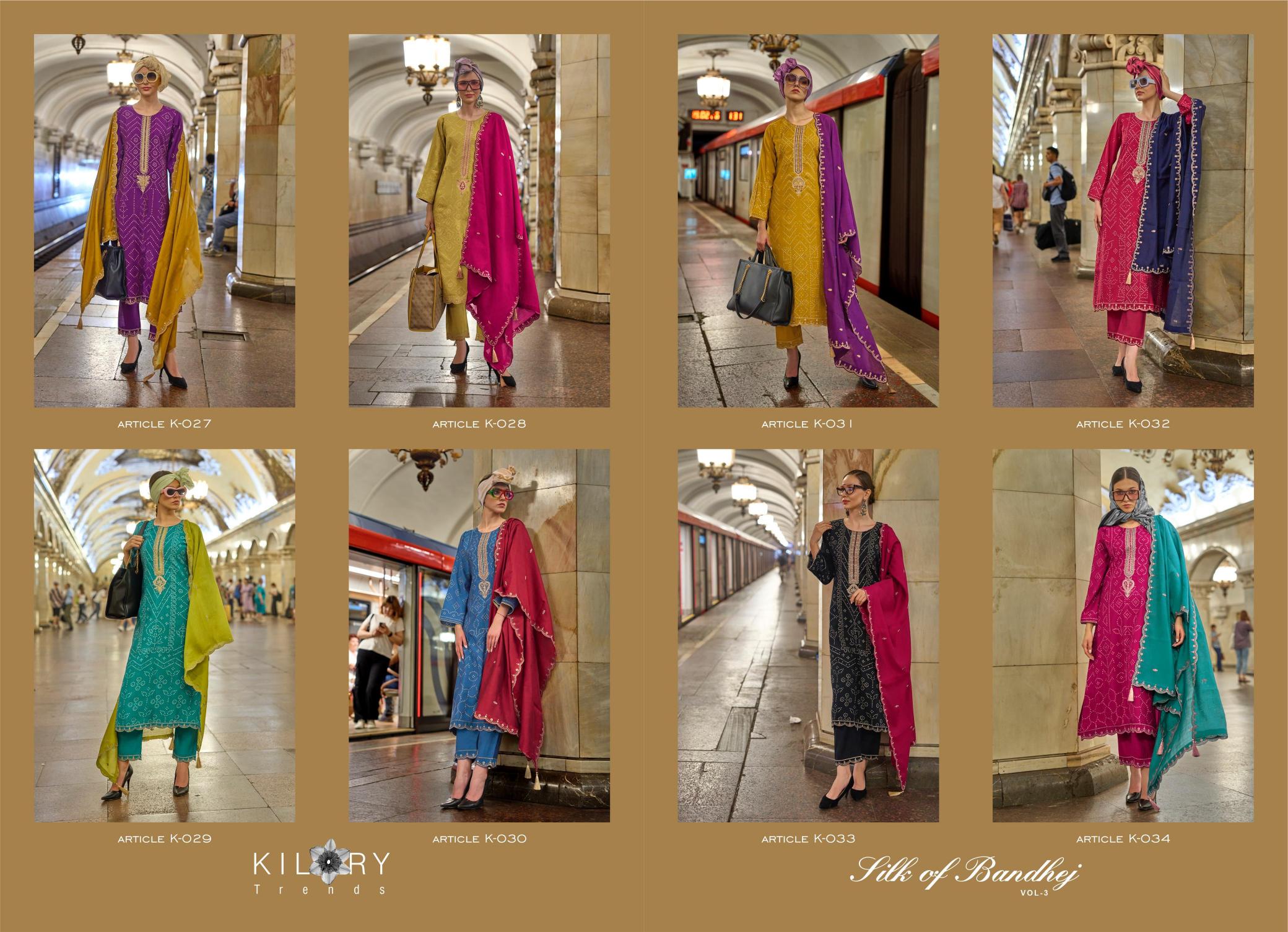 KILORY Silk Of Bandhej VOL 3 Salwar Kameez Wholesale Catalog