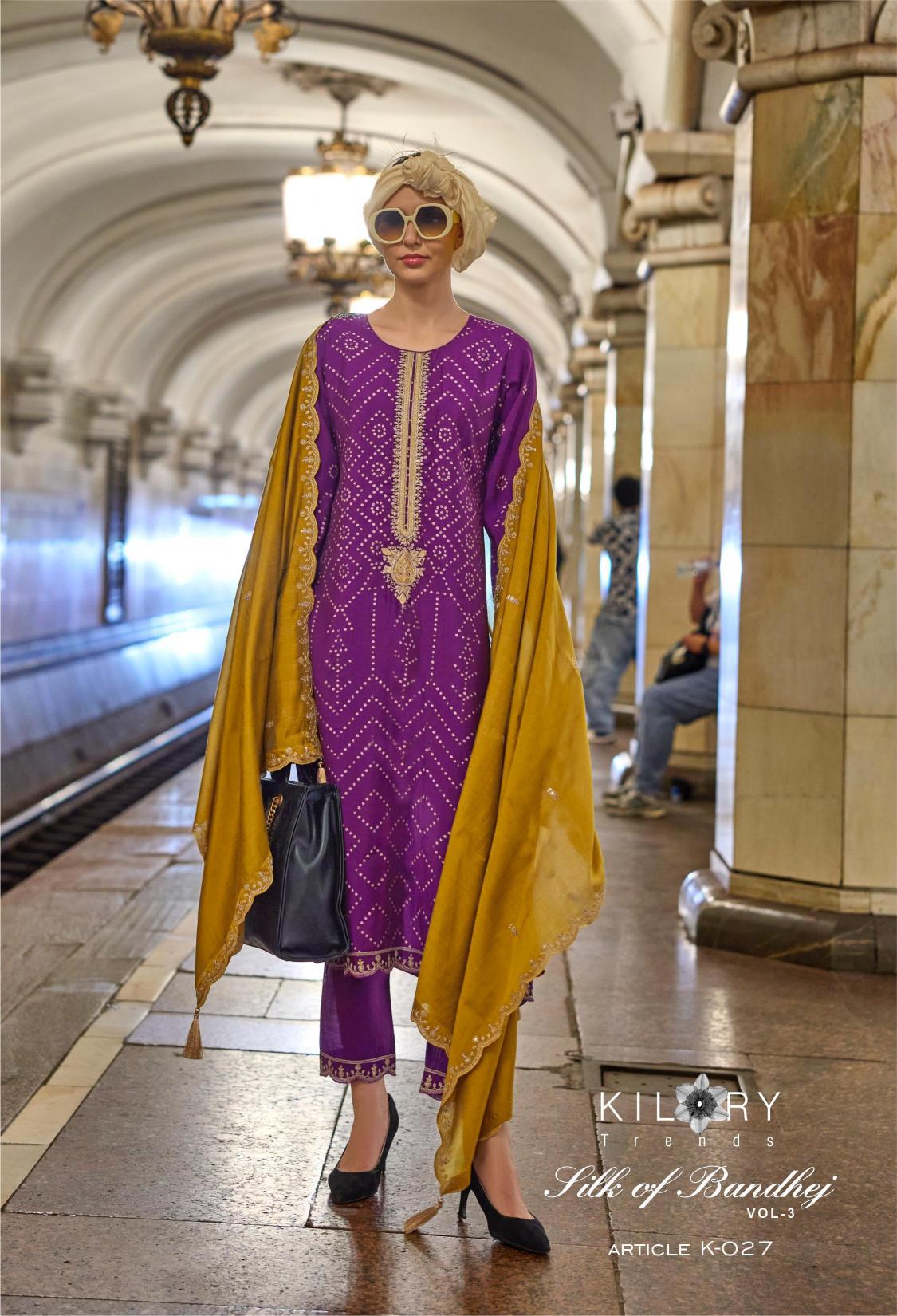 KILORY Silk Of Bandhej VOL 3 Salwar Kameez Wholesale Catalog