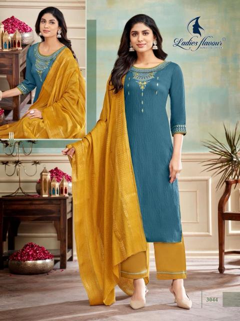 Ladies Flavour Blue Stone Embroidery Kurti Wholesale Catalog