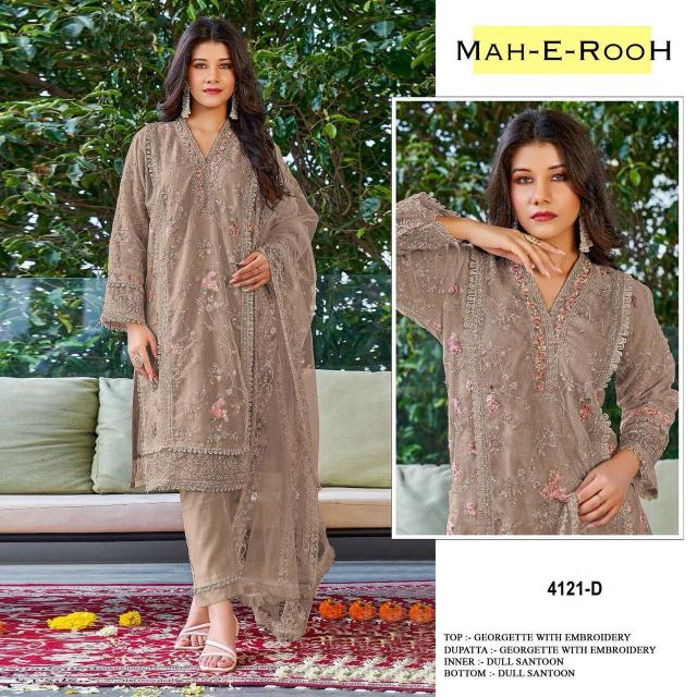 Mah E Rooh 4121 A To G Georgette Salwar Kameez Wholesale Catalog