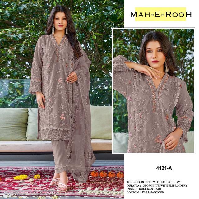 Mah E Rooh 4121 A To G Georgette Salwar Kameez Wholesale Catalog