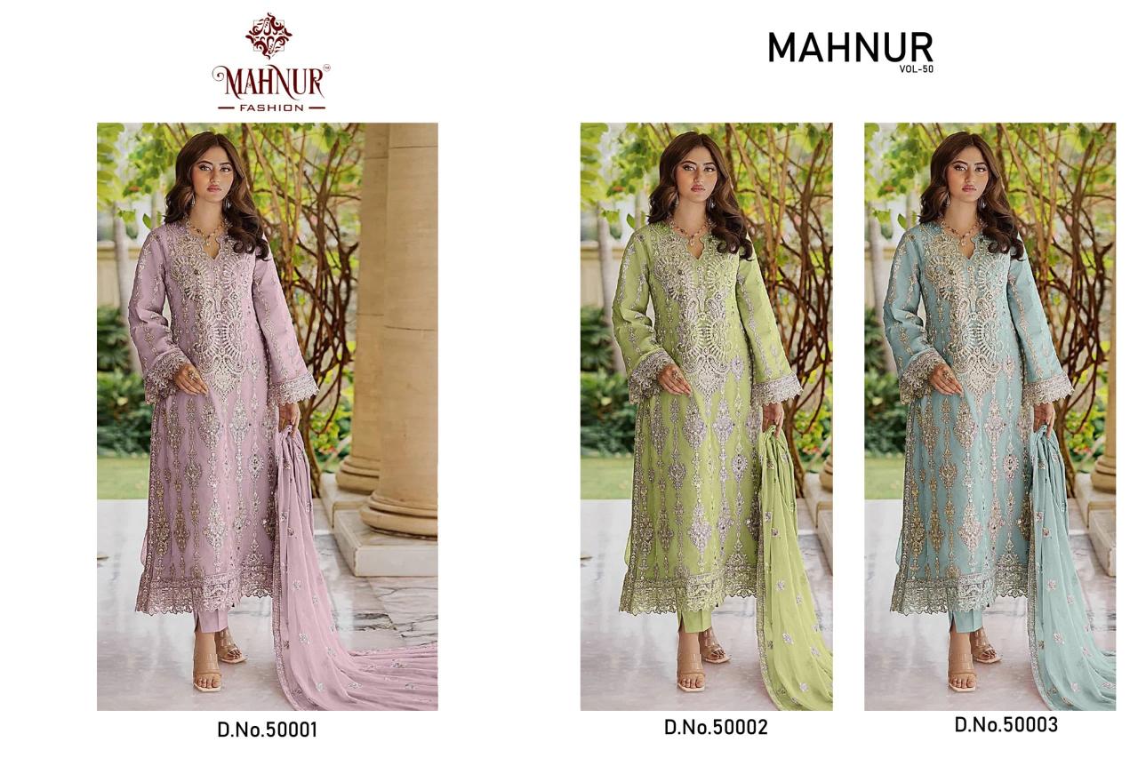 Mahnur Vol 50 Georgette Pakistani Suits Wholesale Catalog