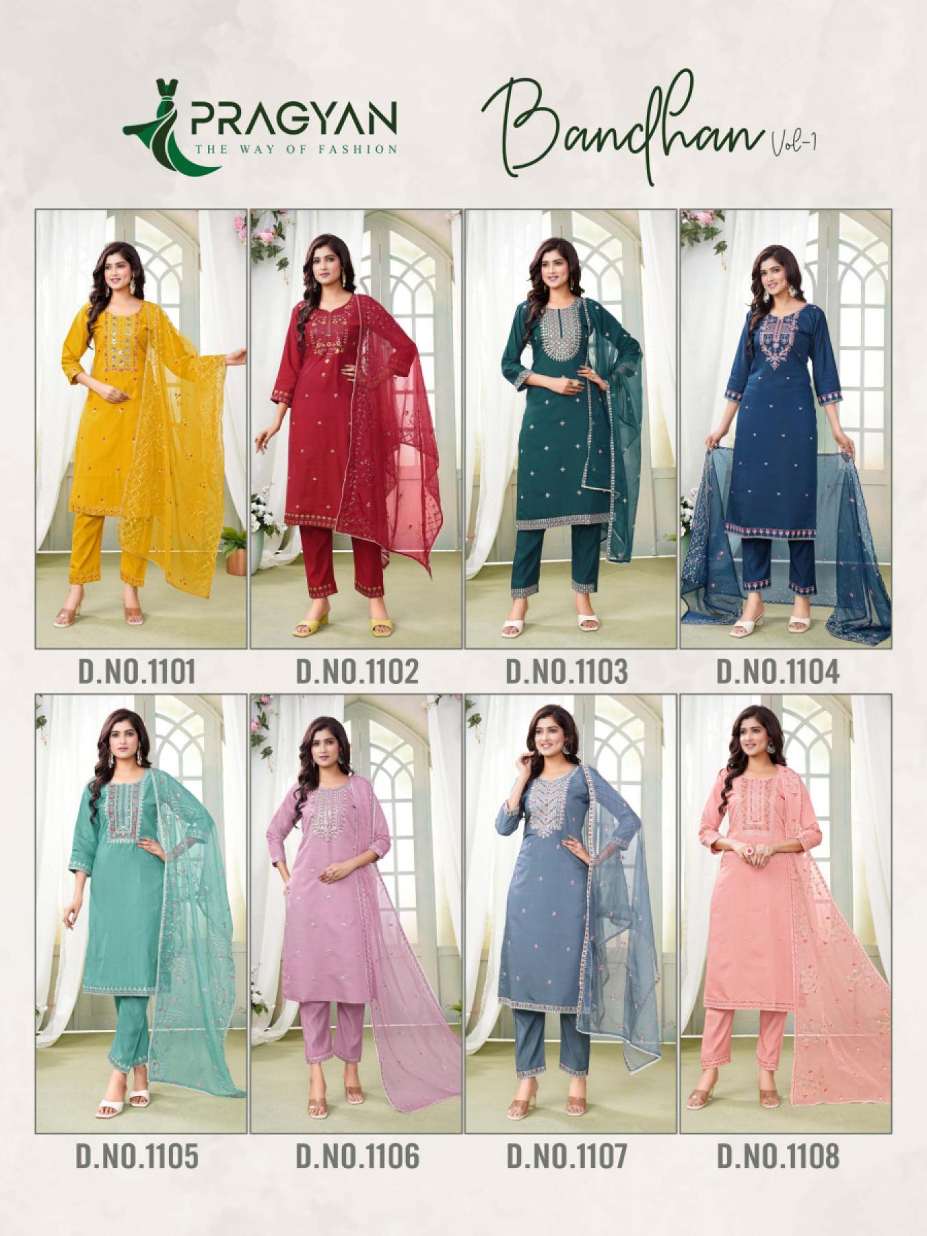 Pragyan Bandhan Vol 1 Embroidery Kurti Wholesale Catalog