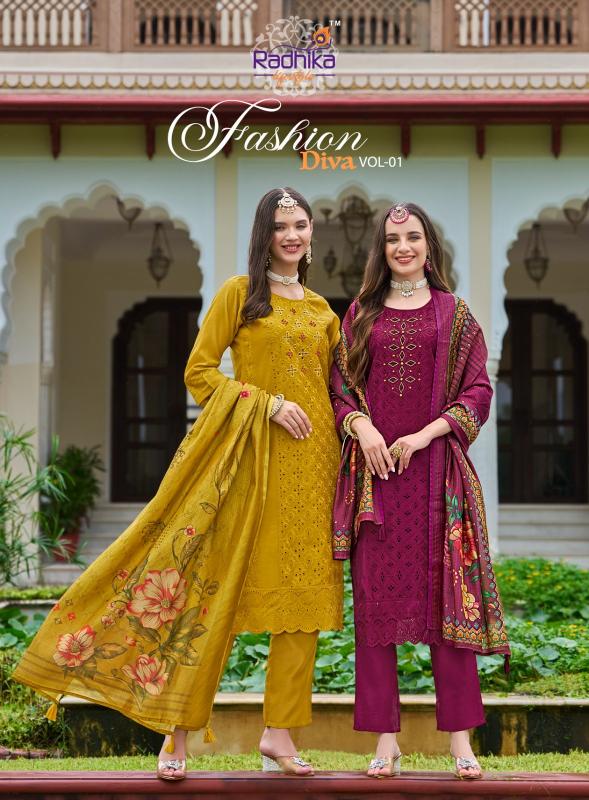 Radhika Fashion Diva Vol 1Digital Print Kurti Wholesale Catalog