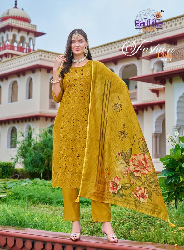 Radhika Fashion Diva Vol 1Digital Print Kurti Wholesale Catalog