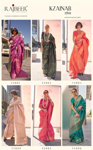 Rajbeer Kzainab Handloom Weaving Silk Saree Wholesale Catalog