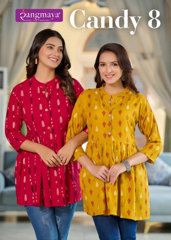 Rangmaya Candy 8 Fancy Kurti Top Wholesale Catalog