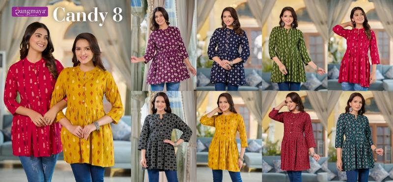 Rangmaya Candy 8 Fancy Kurti Top Wholesale Catalog