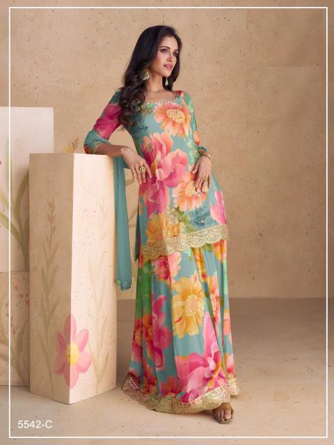 Sangam 5542 Chinon Digital Printed Salwar Kameez Wholesale Catalog