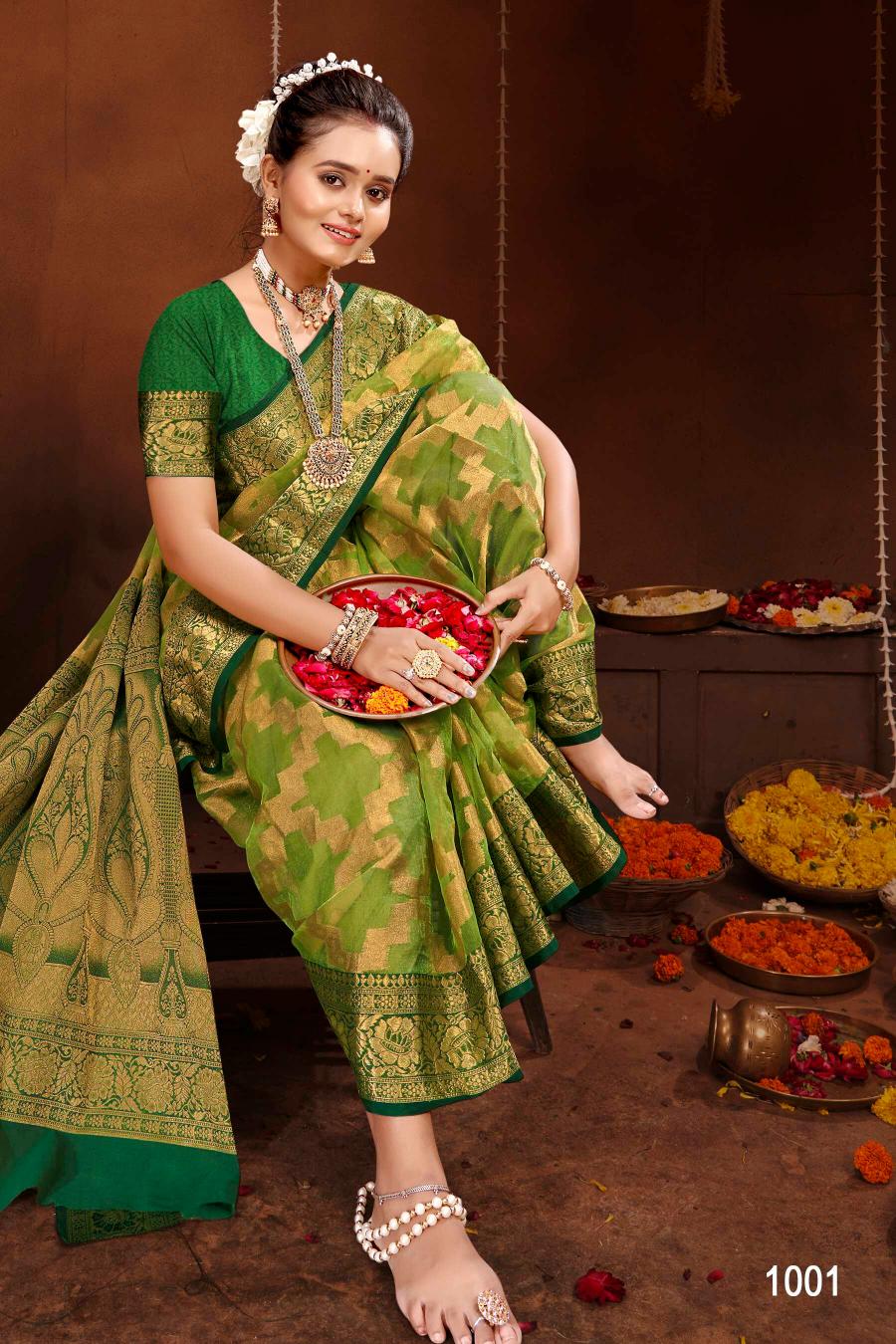 Saroj orchid silk vol.1 organza tissue silk saree in surat with price wholesale