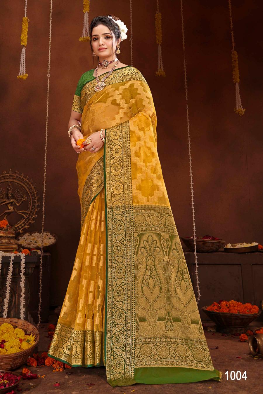 Saroj orchid silk vol.1 organza tissue silk saree in surat with price wholesale