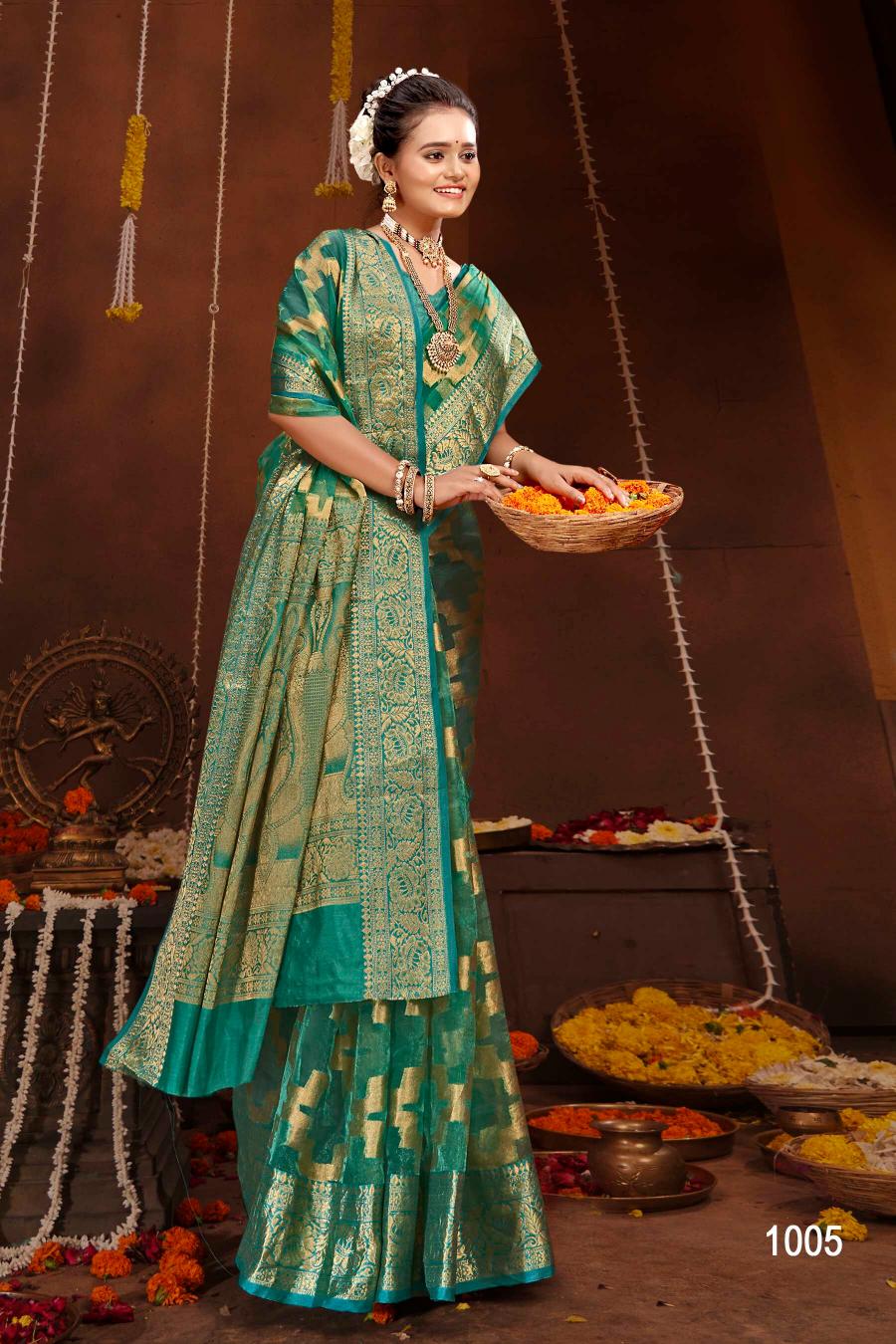 Saroj orchid silk vol.1 organza tissue silk saree in surat with price wholesale