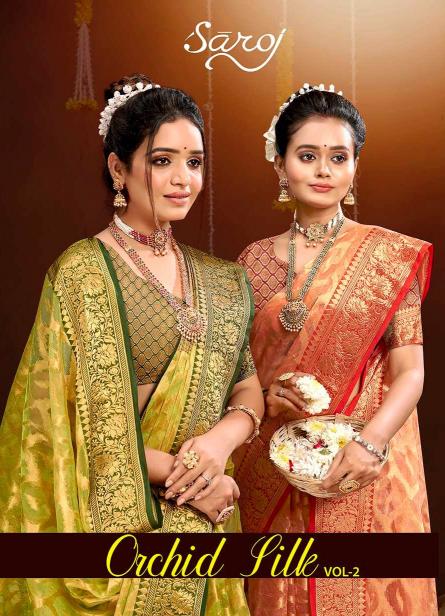 Saroj orchid silk vol.2 organza tissue silk saree in surat with price wholesale