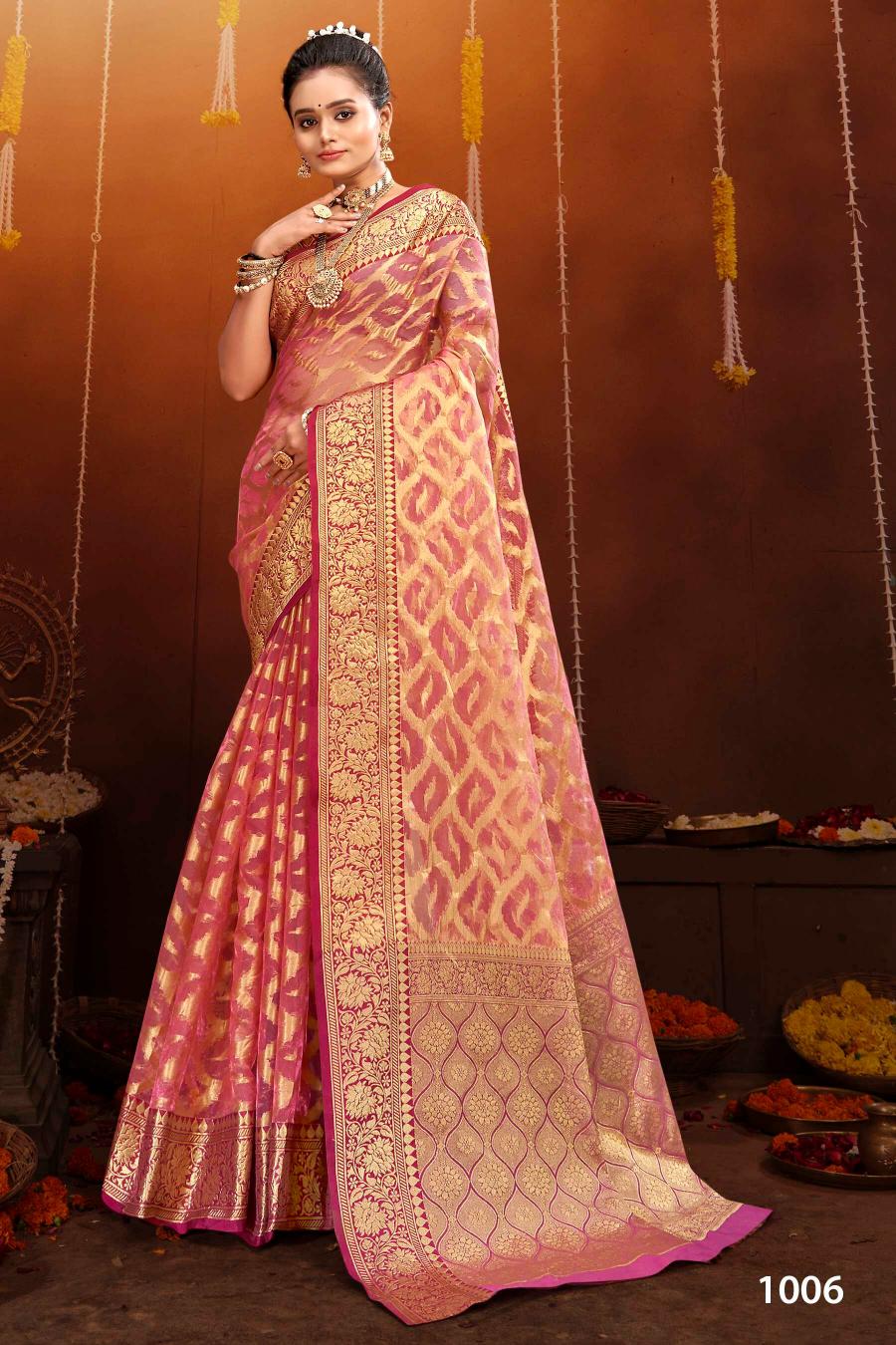 Saroj orchid silk vol.2 organza tissue silk saree in surat with price wholesale