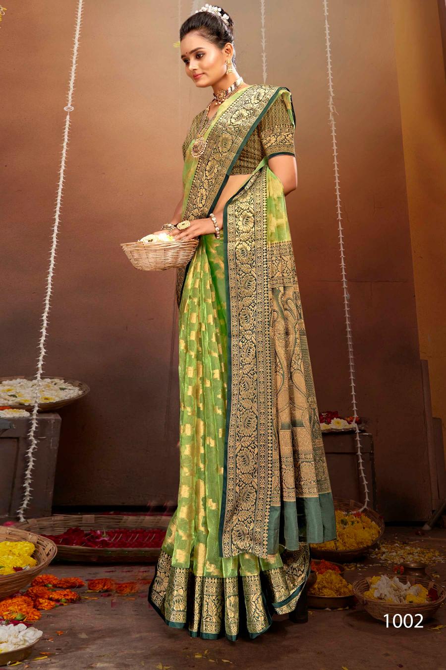 Saroj orchid silk vol.3 organza tissue silk saree in surat with price wholesale