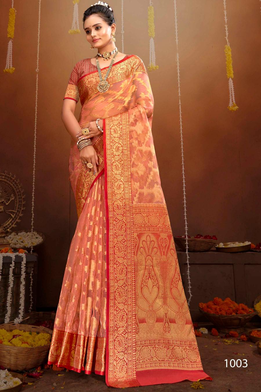 Saroj orchid silk vol.3 organza tissue silk saree in surat with price wholesale