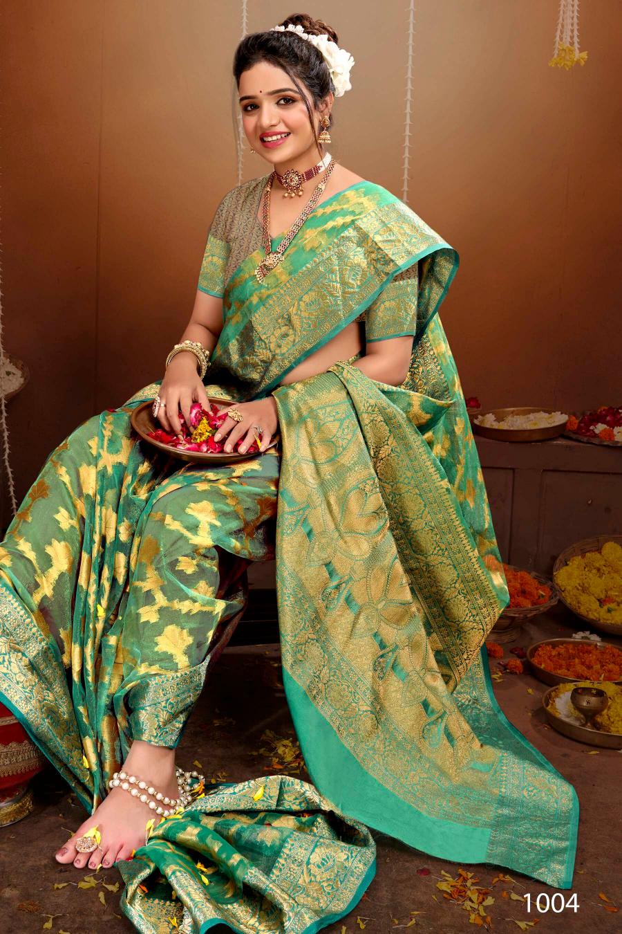 Saroj orchid silk vol.3 organza tissue silk saree in surat with price wholesale