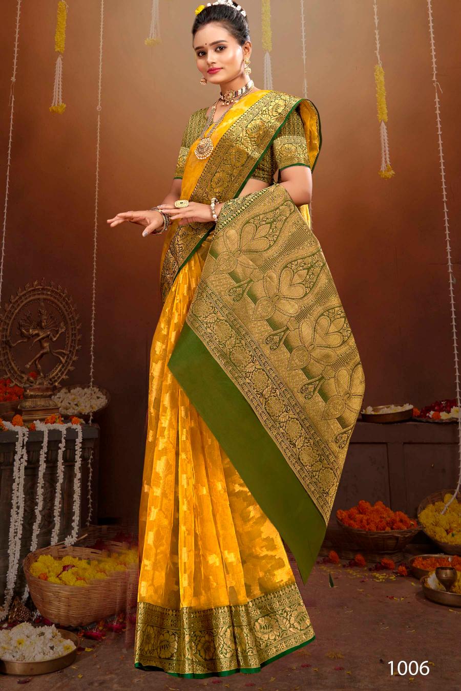 Saroj orchid silk vol.3 organza tissue silk saree in surat with price wholesale