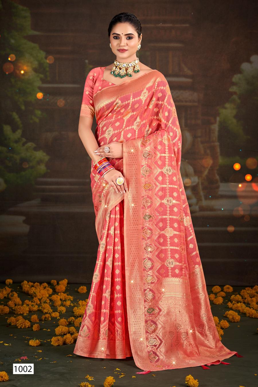 Saroj Sakshi swarovski vol.1 linen saree in surat with price wholesale