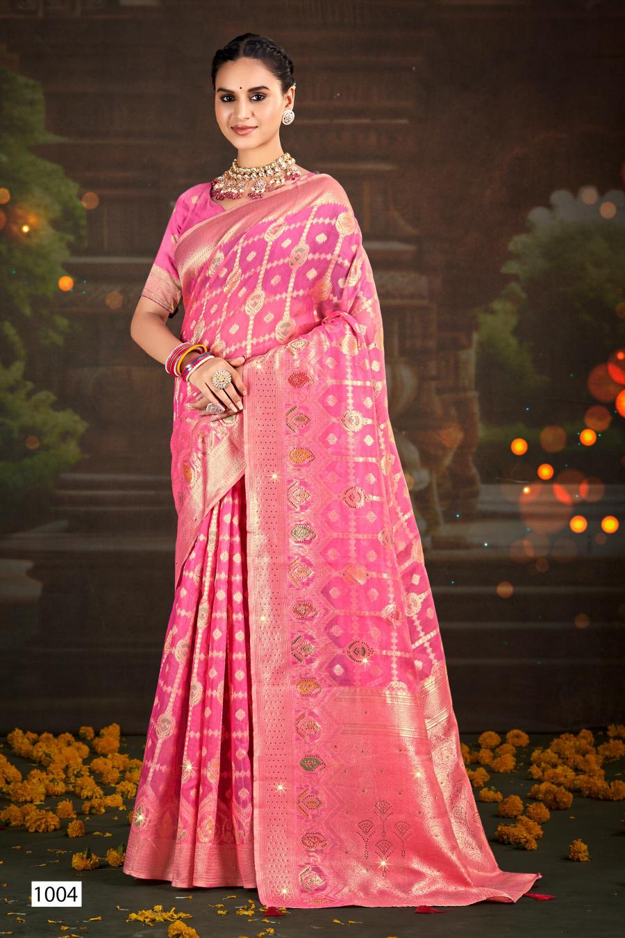 Saroj Sakshi swarovski vol.1 linen saree in surat with price wholesale