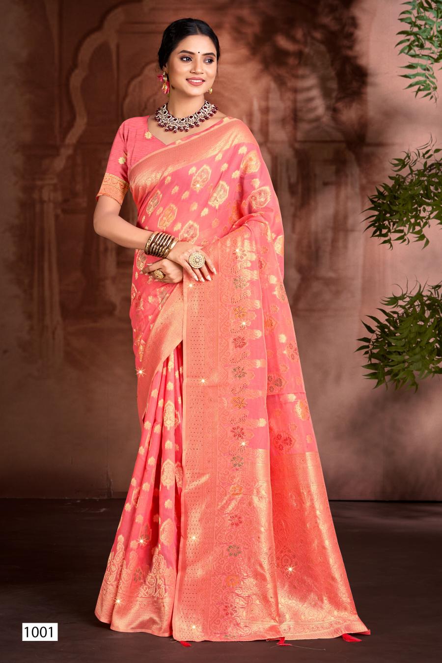 Saroj Sakshi swarovski vol.2 linen saree in surat with price wholesale