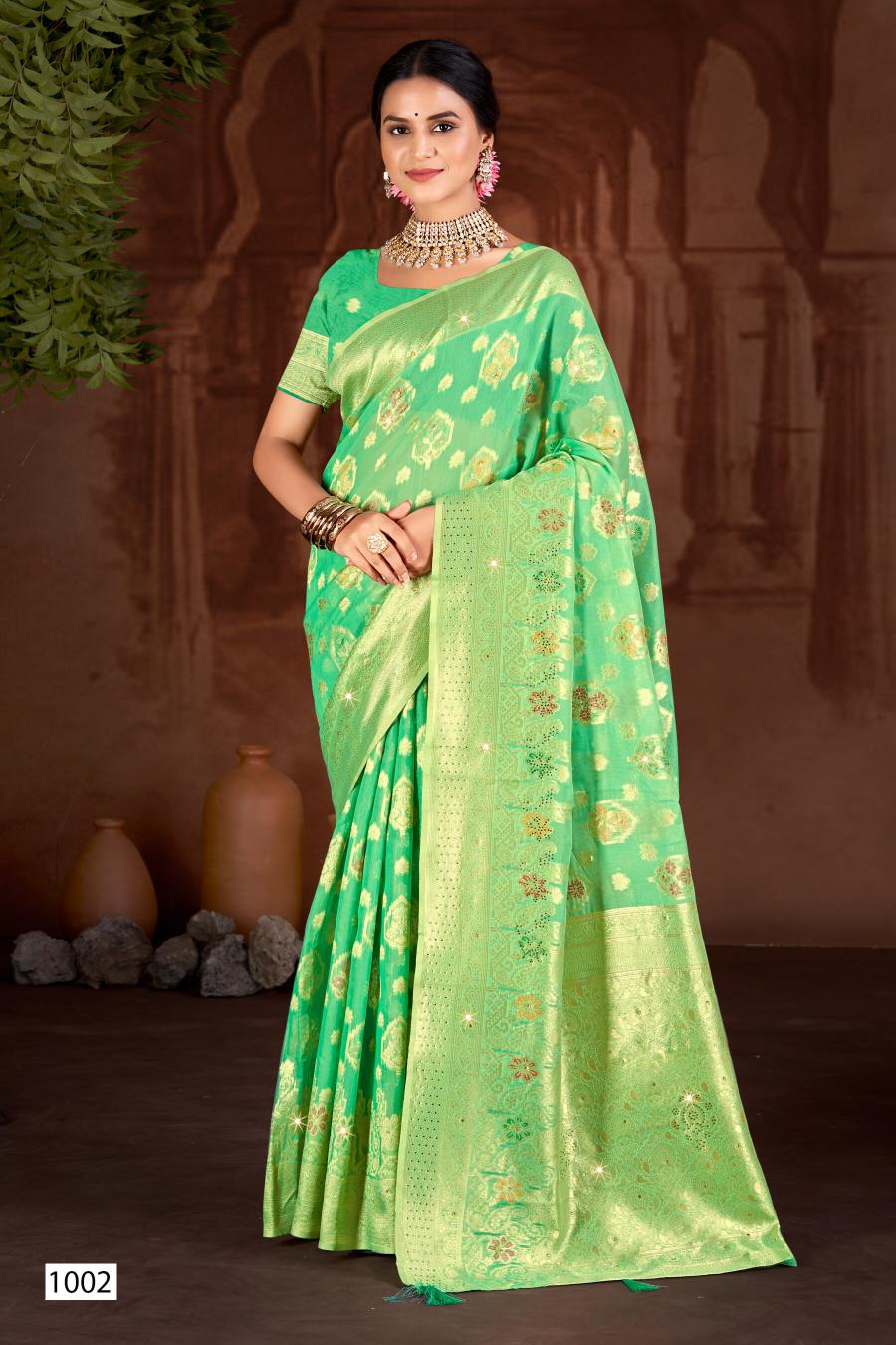 Saroj Sakshi swarovski vol.2 linen saree in surat with price wholesale