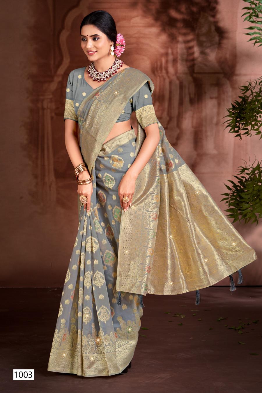 Saroj Sakshi swarovski vol.2 linen saree in surat with price wholesale