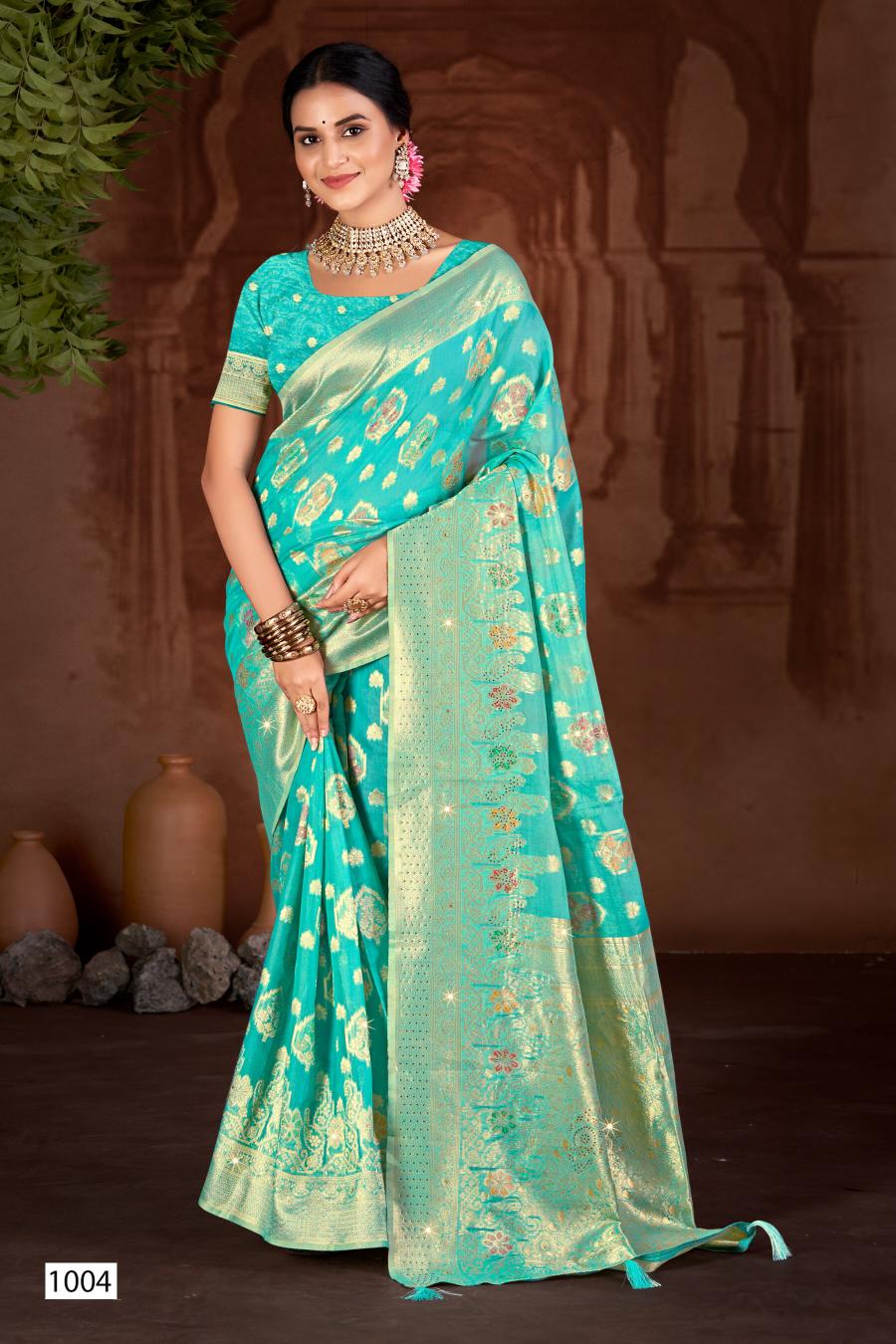 Saroj Sakshi swarovski vol.2 linen saree in surat with price wholesale