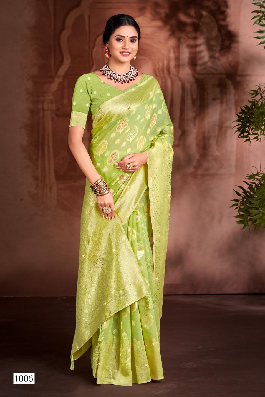 Saroj Sakshi swarovski vol.2 linen saree in surat with price wholesale