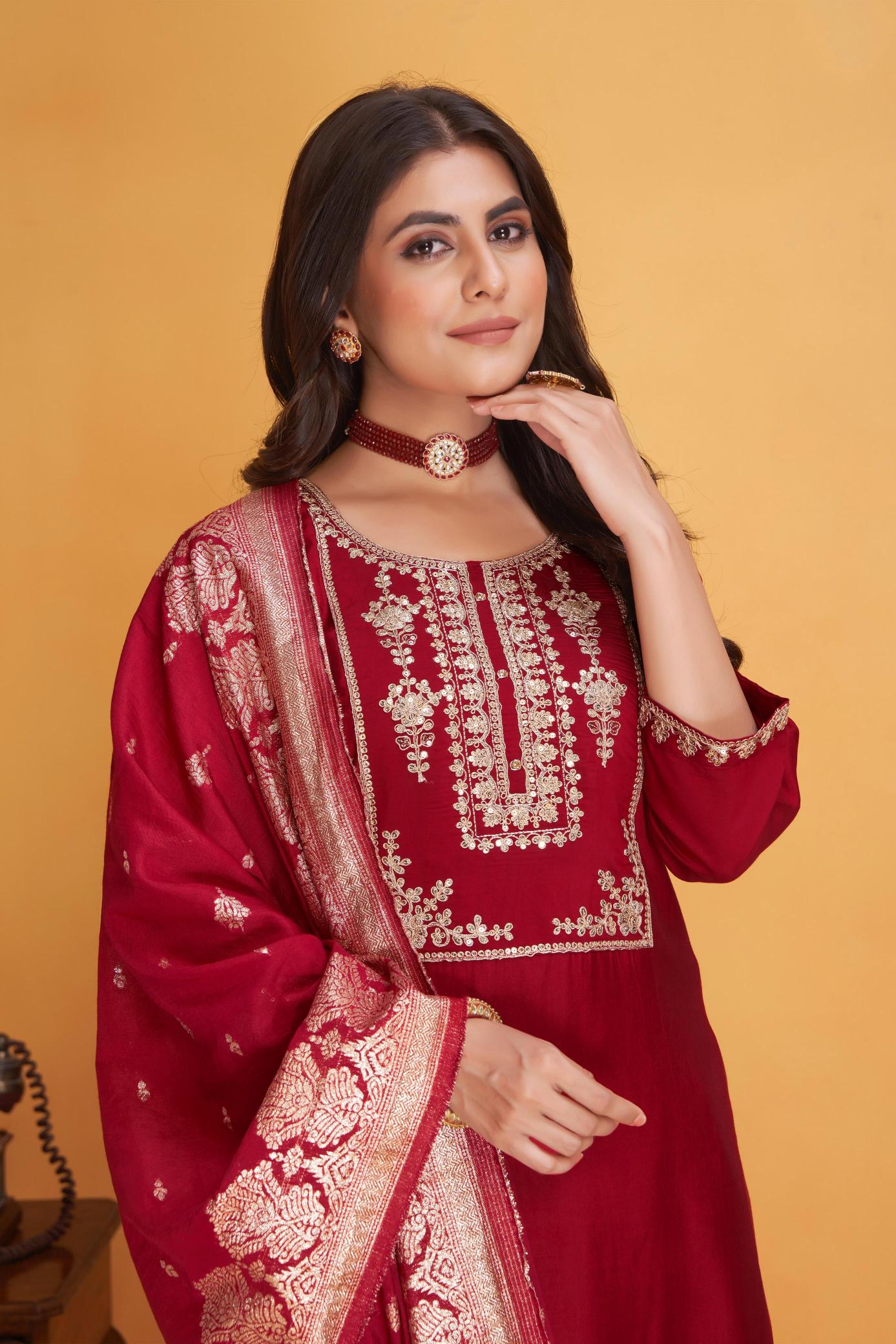 Seamore Dulhan Roman Silk Kurti Wholesale Catalog