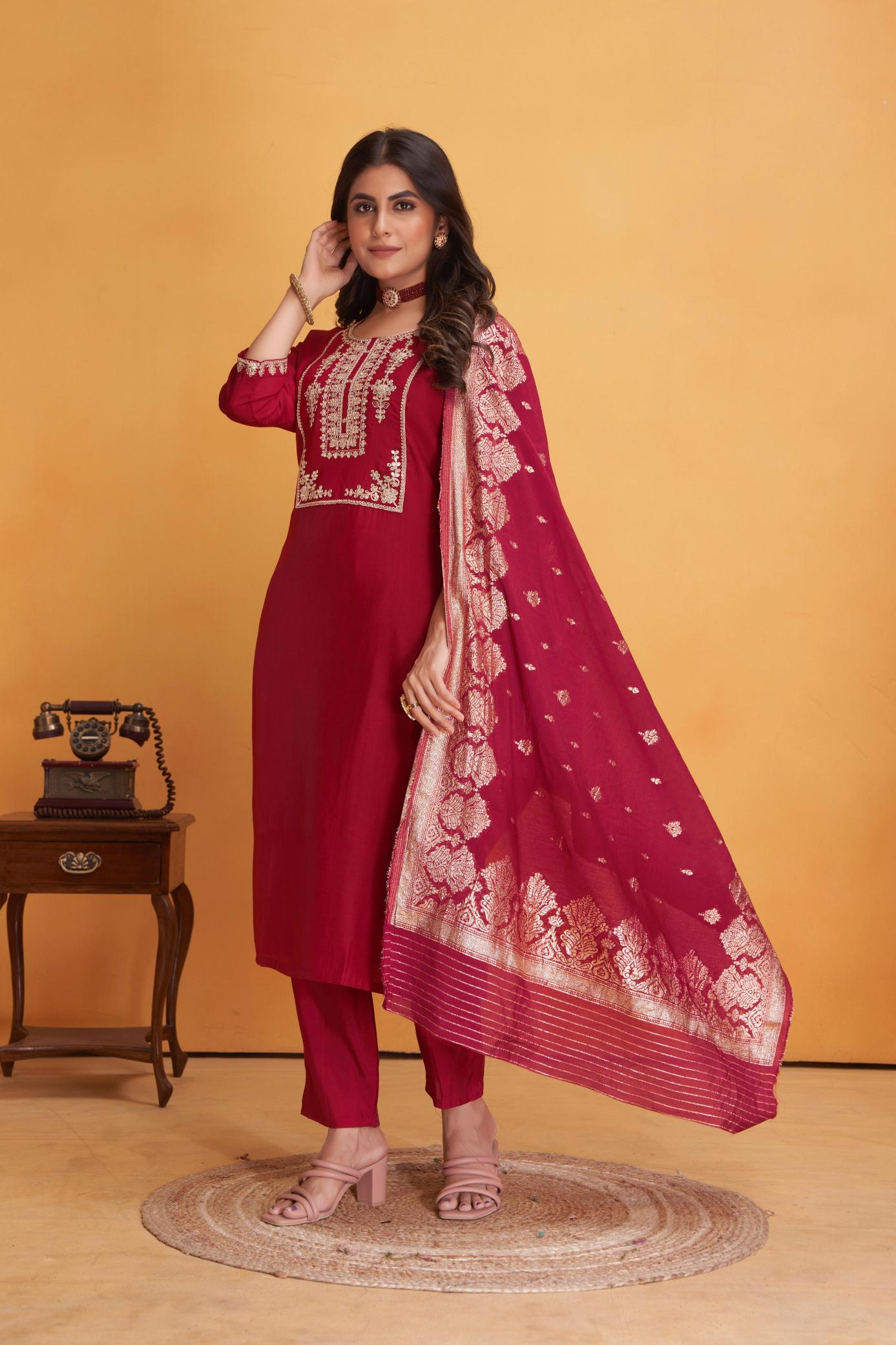 Seamore Dulhan Roman Silk Kurti Wholesale Catalog