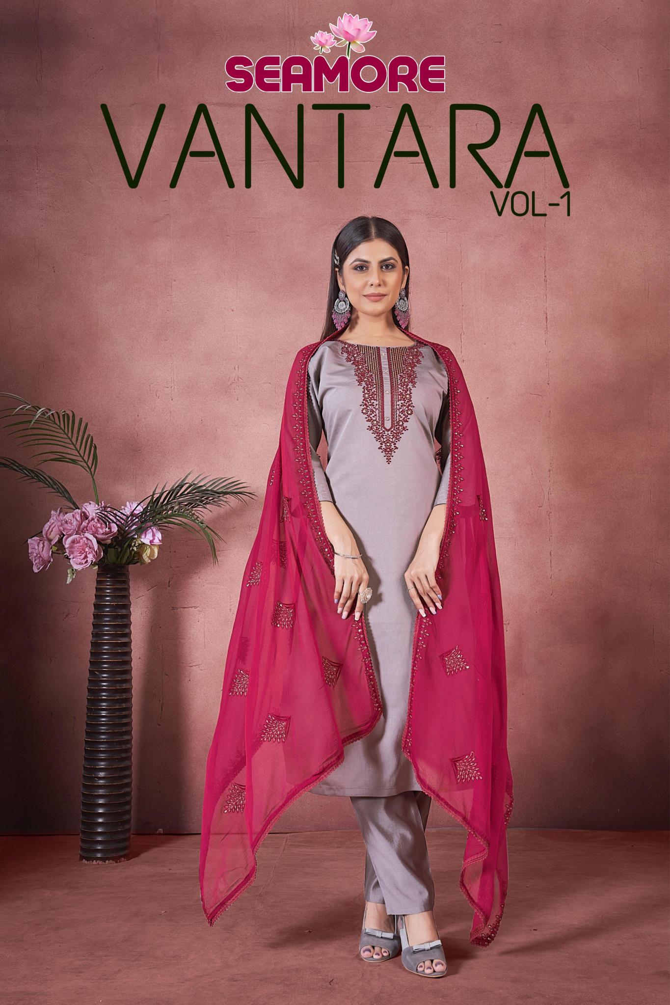 SEAMORE Vantara Vol 1 Embroidery Kurti Wholesale Catalog