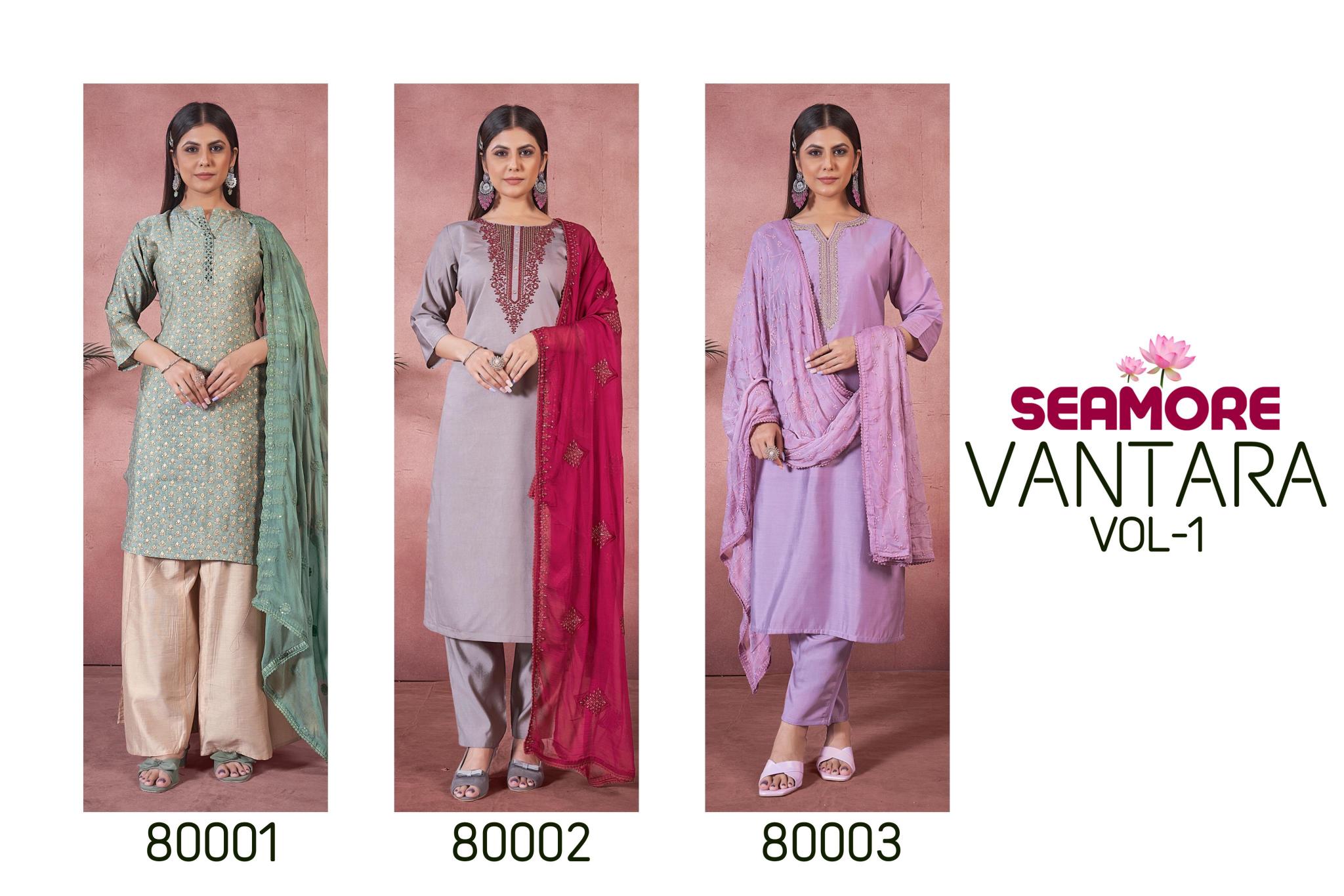 SEAMORE Vantara Vol 1 Embroidery Kurti Wholesale Catalog