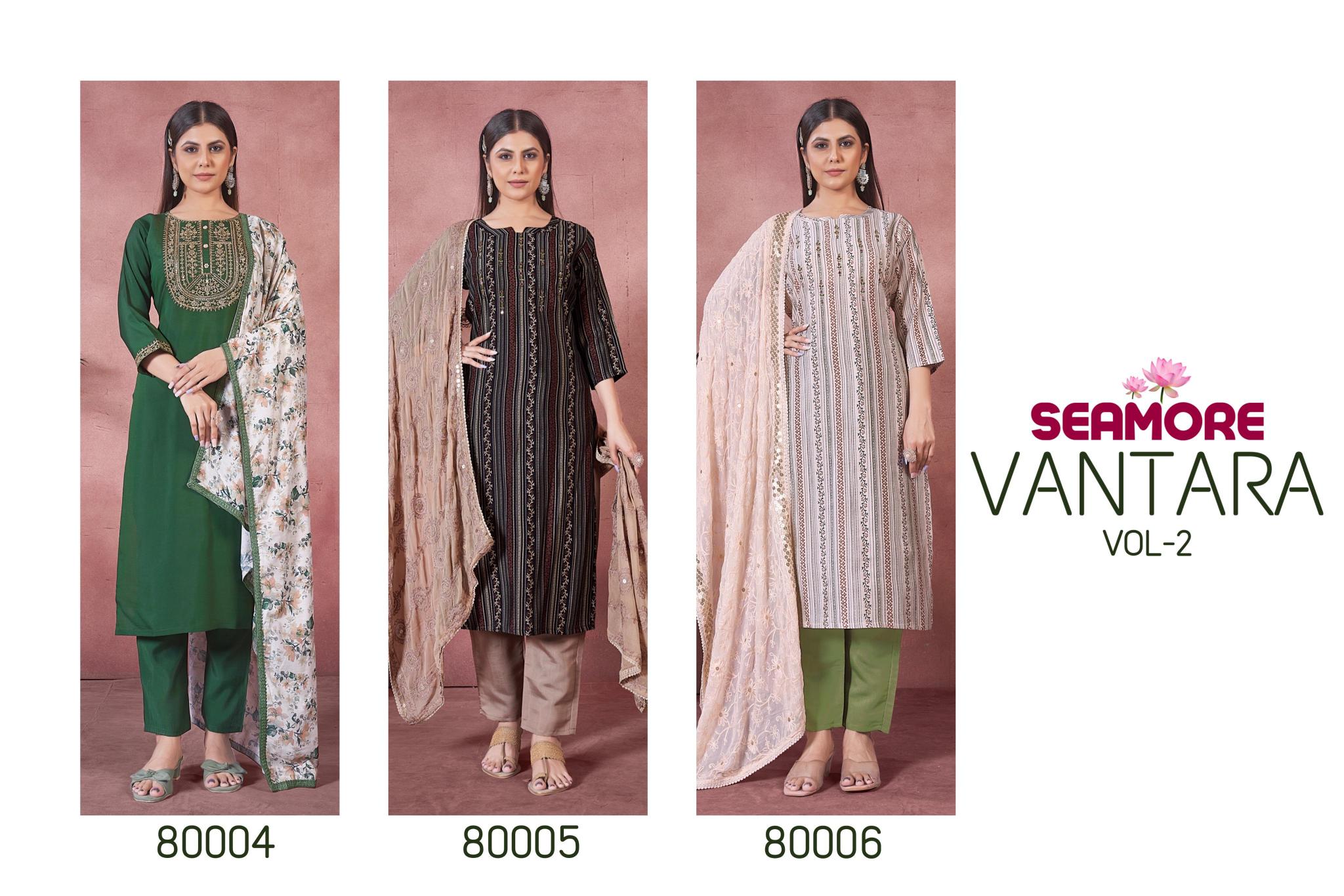Seamore Vantara Vol 2 Embroidery Kurti Wholesale Catalog