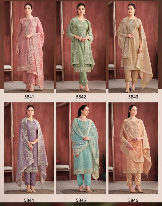 Sofia 5841 To 5846 Organza Silk Salwar Kameez wholesale catalog