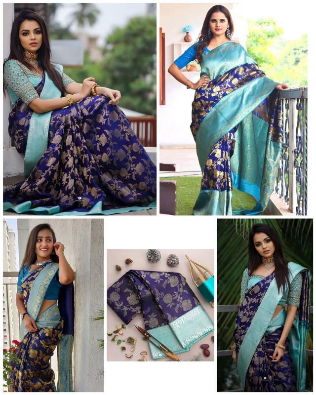 Soft Silk 1071 Lichi Jacquard Work Fancy Saree Wholesale catalog