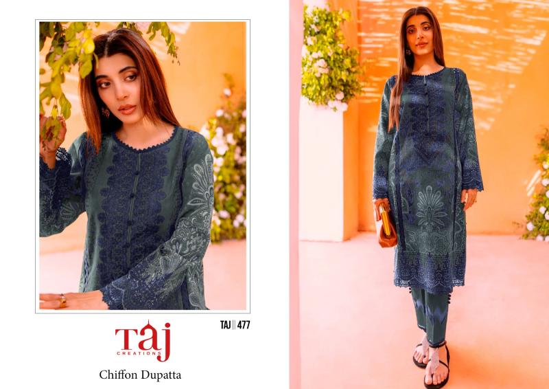 Taj 477 Cotton Dupatta Pakistani Suits Wholesale catalog
