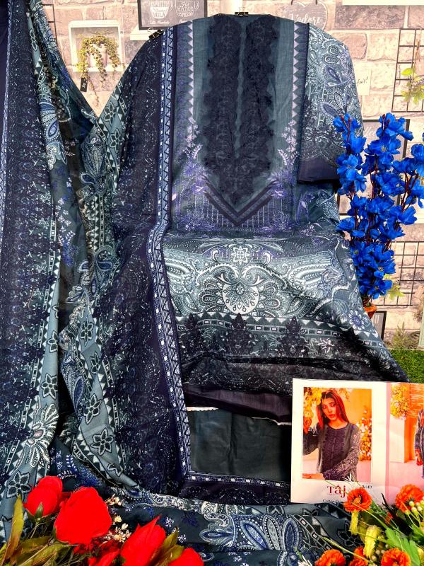 Taj 477 Cotton Dupatta Pakistani Suits Wholesale catalog